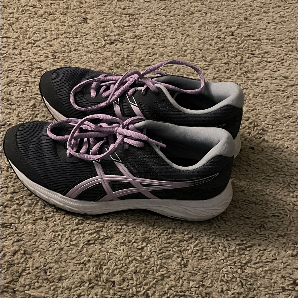 ASICS Women's Black and Lavender Sneakers